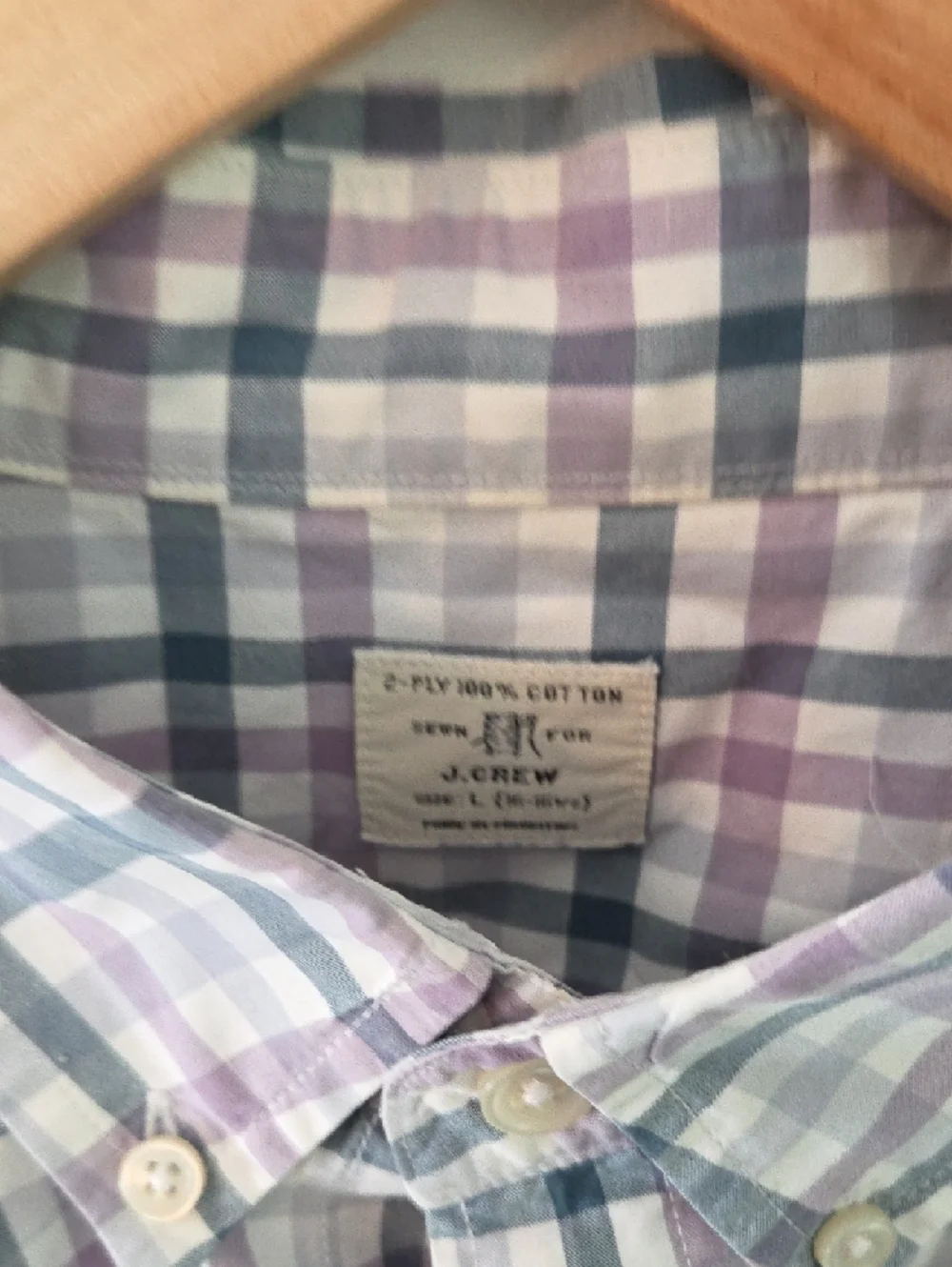 J. Crew Men's Plaid Button-Down Shirt in White, Teal & Purple 100% Cotton